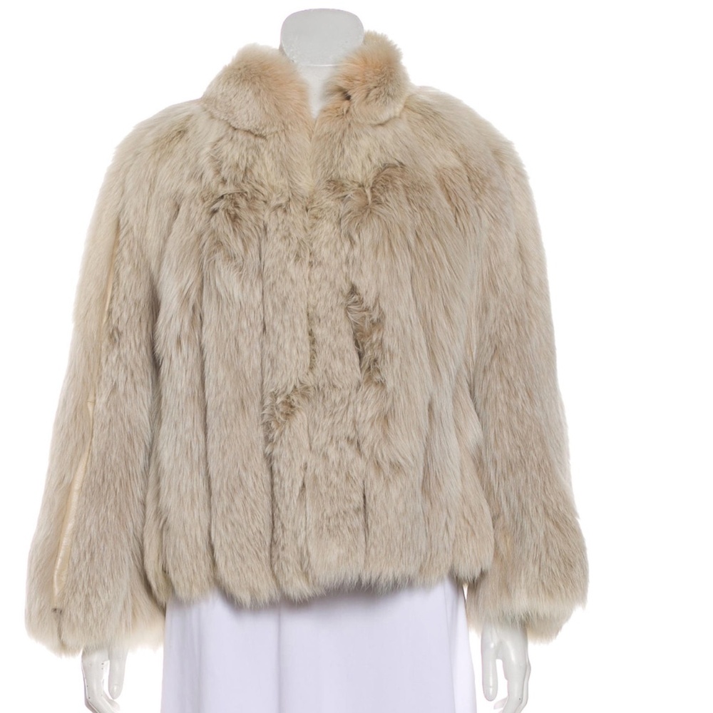 Cream Fur Fox Fur Jacket - L/XL